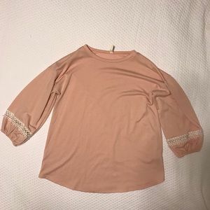 Pink boutique shirt with lace detail